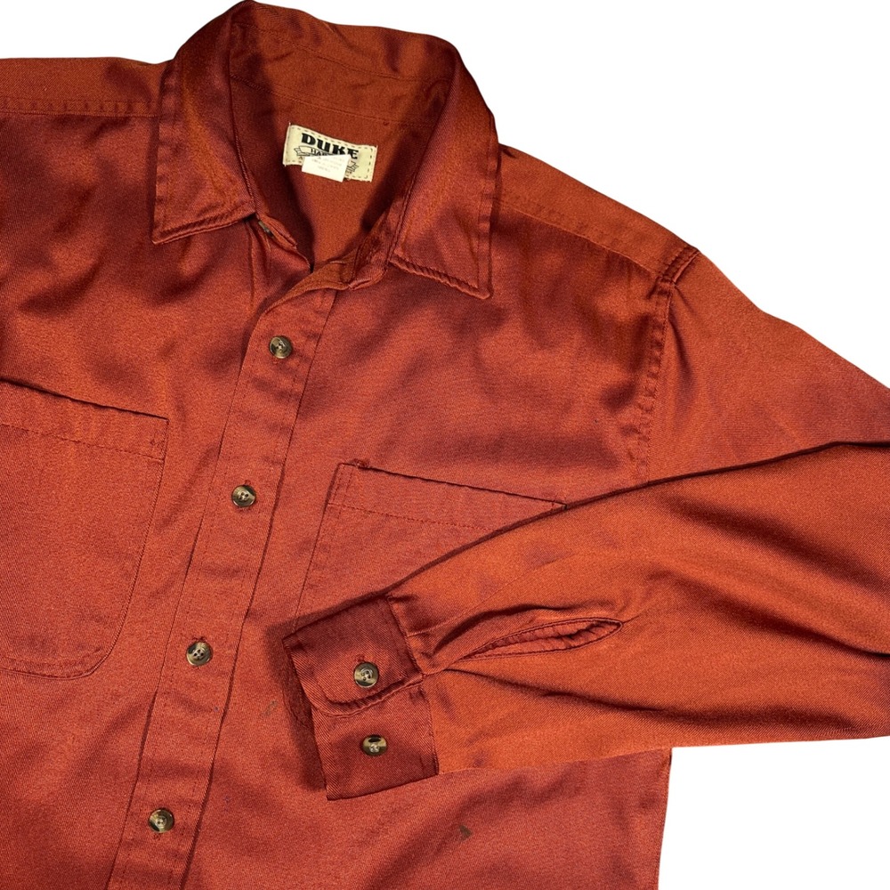 Duke Haband Mens‎ Medium Burnt Orange Long Sleeve Button Up Work Shirt